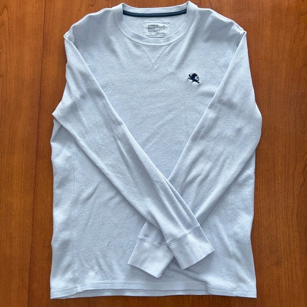 Express light blue waffle shirt